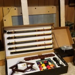 Hampton 8 foot slate top table with premium ball, rack, & cue set.